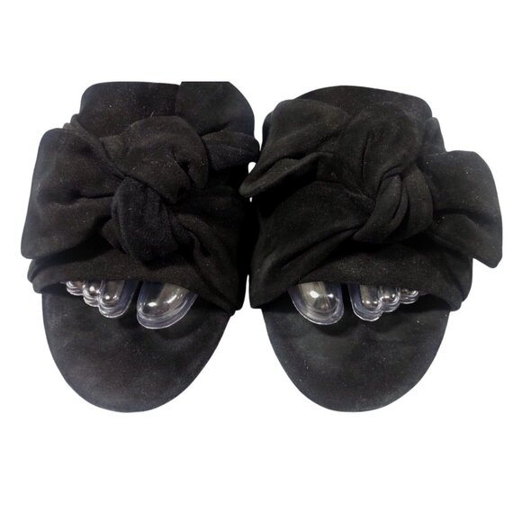 Tory Burch Annabelle Bow Knot Black Suede Slide Sandals Sz 9M - Picture 3 of 8